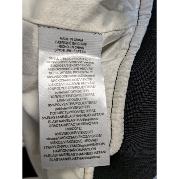 Lauren Ralph Lauren Black White satin jacket Floral Two-Tone Bomber Track - Picture 6 of 7